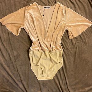 Champagne Gold plunging bodysuit